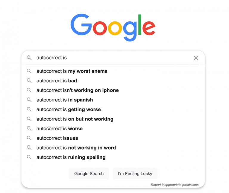 Google predictive text search