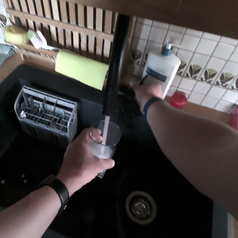 A Rob's-eye view of life logging as he washes dishes.
